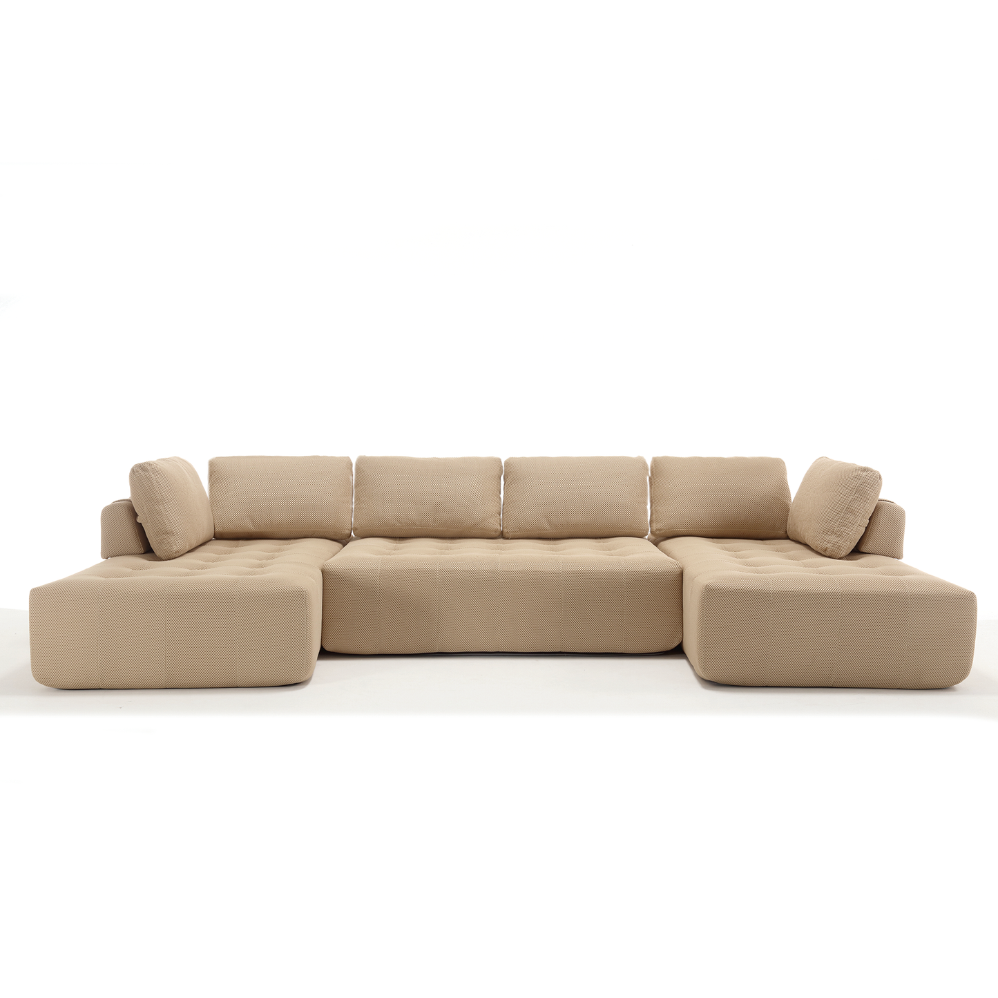 The Khaki Upholstered Cloud U-Shaped Deep-Seat Sectional