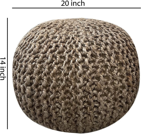 Versatile Footrest Hand-Woven Jute Pouf & Ottoman Stool
