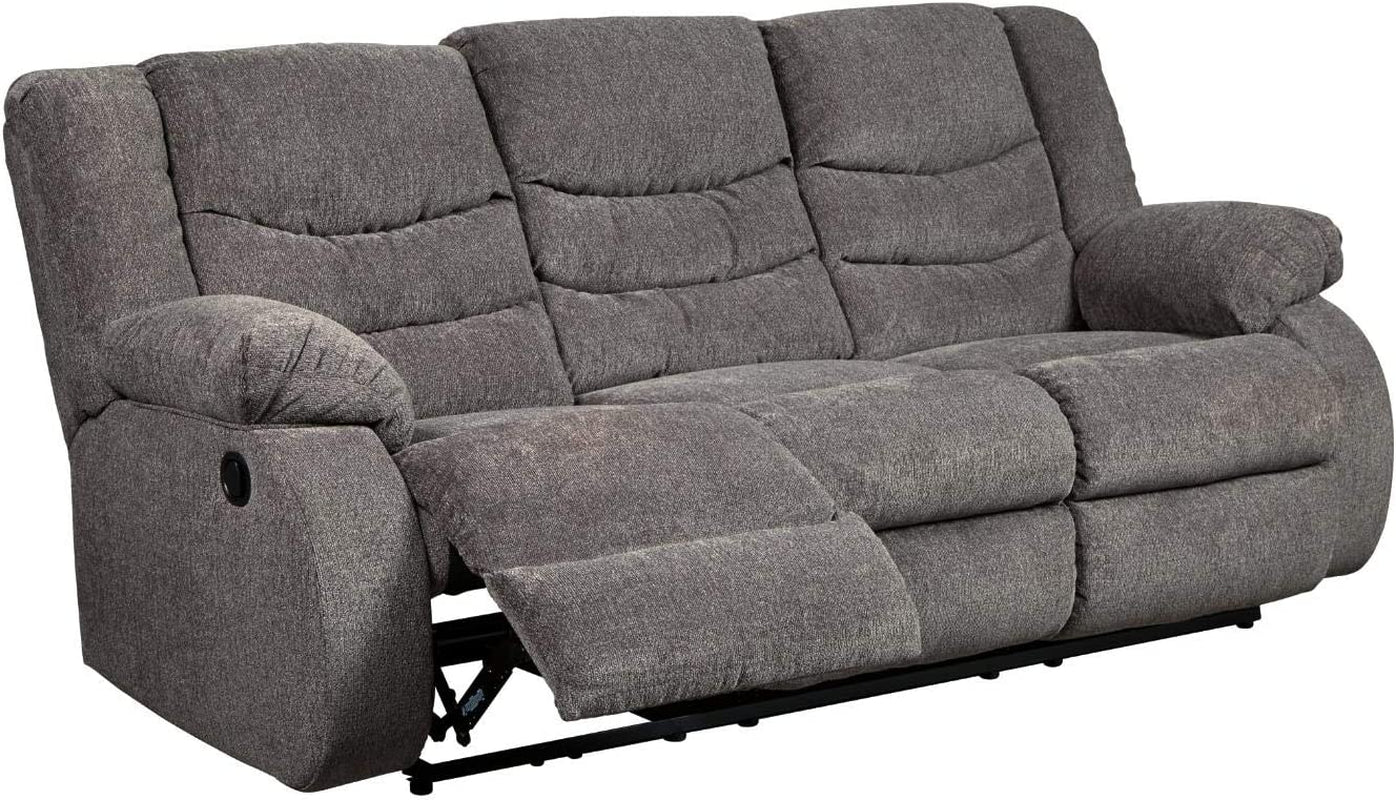 Grayson Gray Chenille Waterfall Back Recliner Couch in Neutral Gray