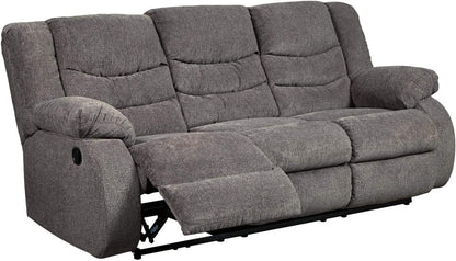 Grayson Gray Chenille Waterfall Back Recliner Couch in Neutral Gray