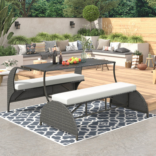 2-in-1 Convertible Outdoor Loveseat/Table Set