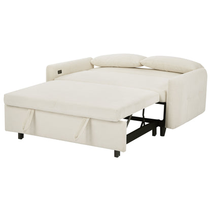 Avery Mid-Century Beige Loveseat Sleeper with Adjustable Backrest