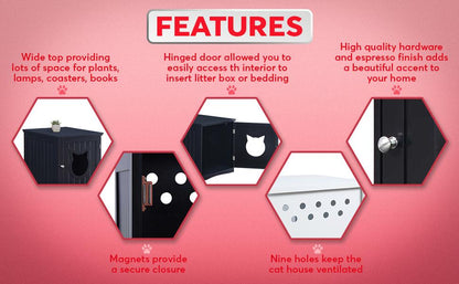 Multi-Use Cat Furniture Nightstand & Litter Enclosure