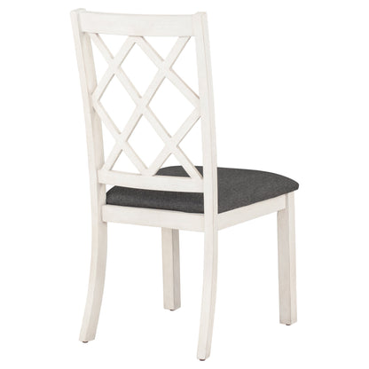 42” Pedestal Dining Table Set for 4 — Brown Wood & Linen Seating