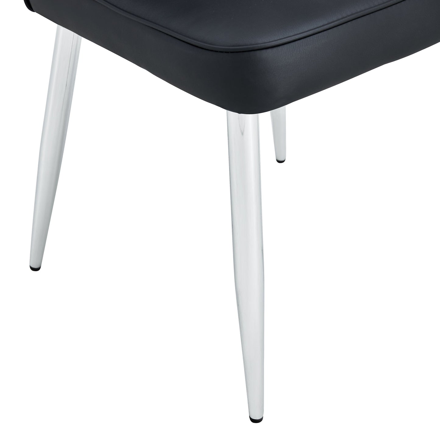 Modern Black PU Dining Chair with Metal Legs (Ergonomic Design)