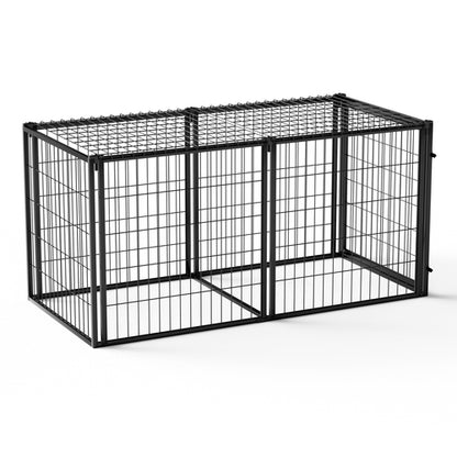 Spacious Metal Pet Kennel for Two Dogs – Black Rustproof Finish