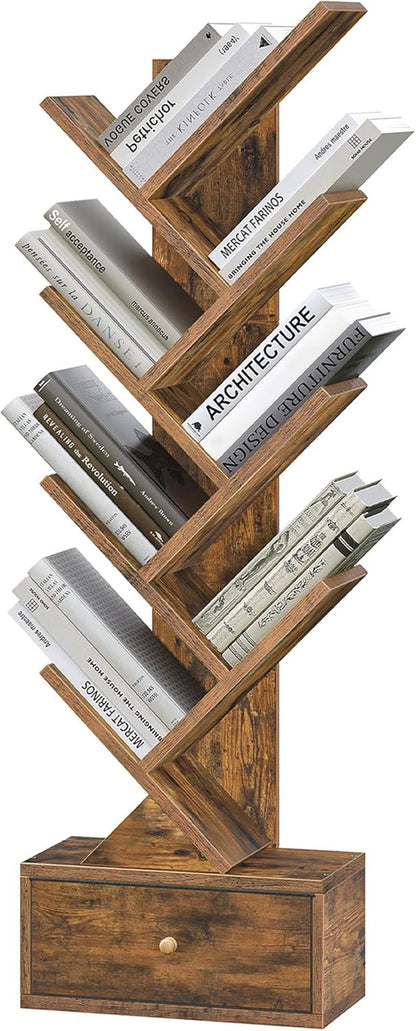9-Tier Tree Book Shelf with Drawer