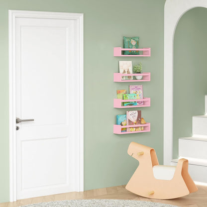 Playful Pink Floating Shelves - Organize in Style (Set of 4)