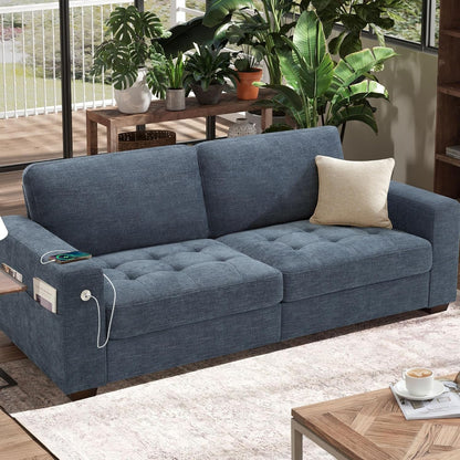 Plush Chenille Loveseat for Living Room – Wide Seat, Built-In USB, Durable Frame