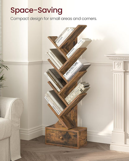 9-Tier Tree Book Shelf with Drawer