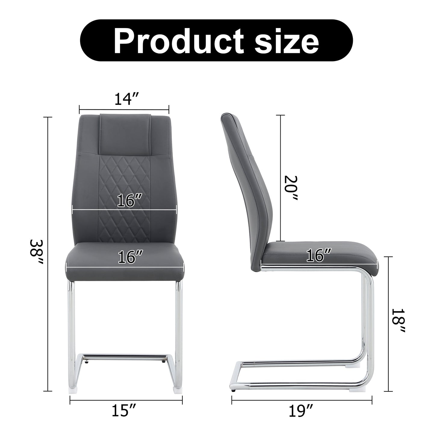 Contemporary Padded Grey Dining Chair with Plated Legs