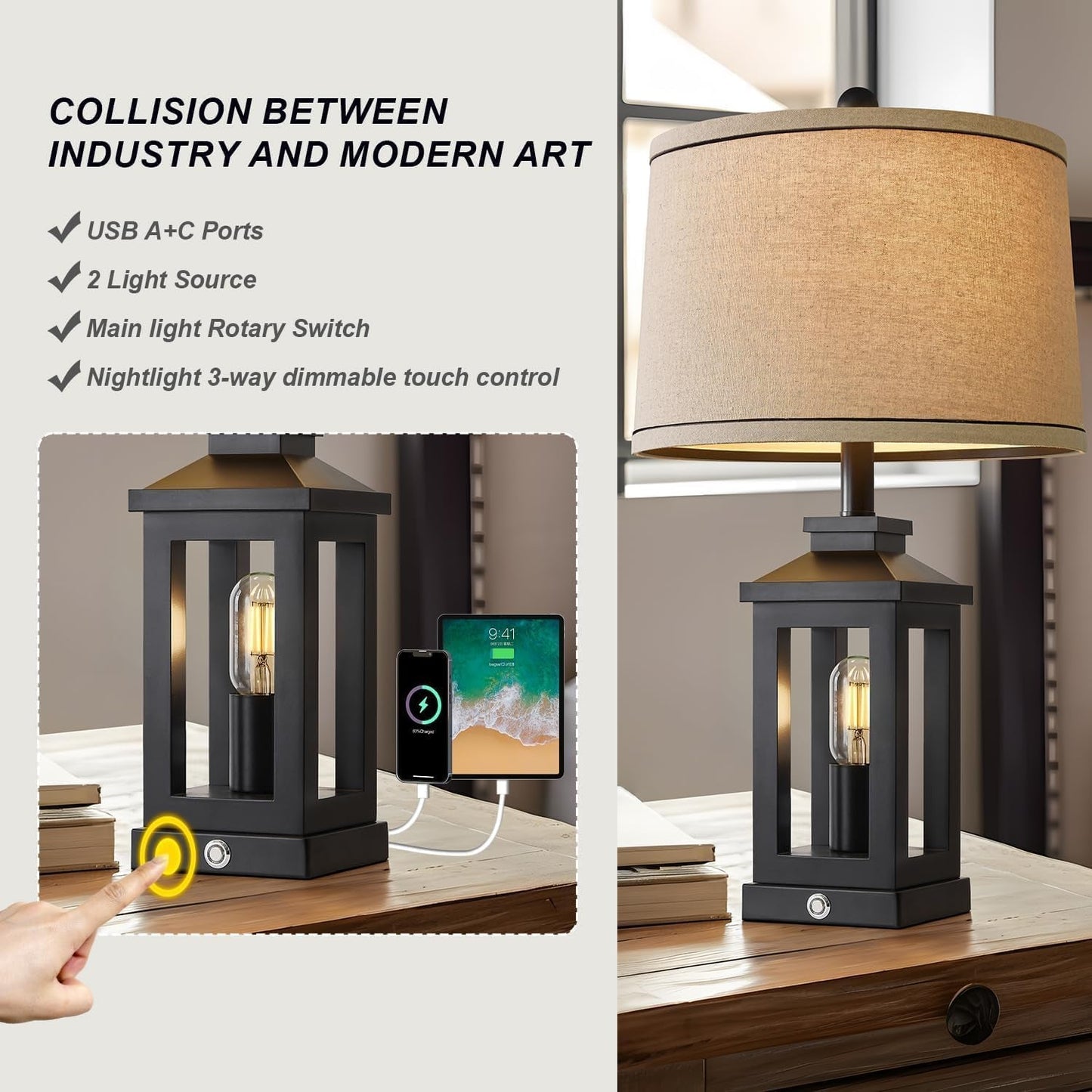 Touch Control Table Lamps Touch Control w/ USB