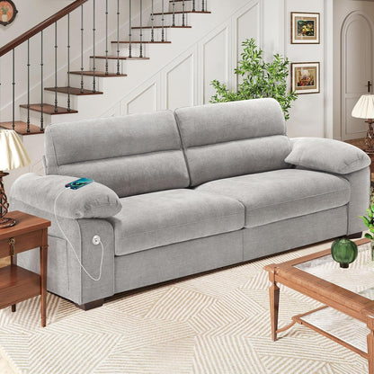 Plush Chenille Loveseat for Living Room – Wide Seat, Built-In USB, Durable Frame
