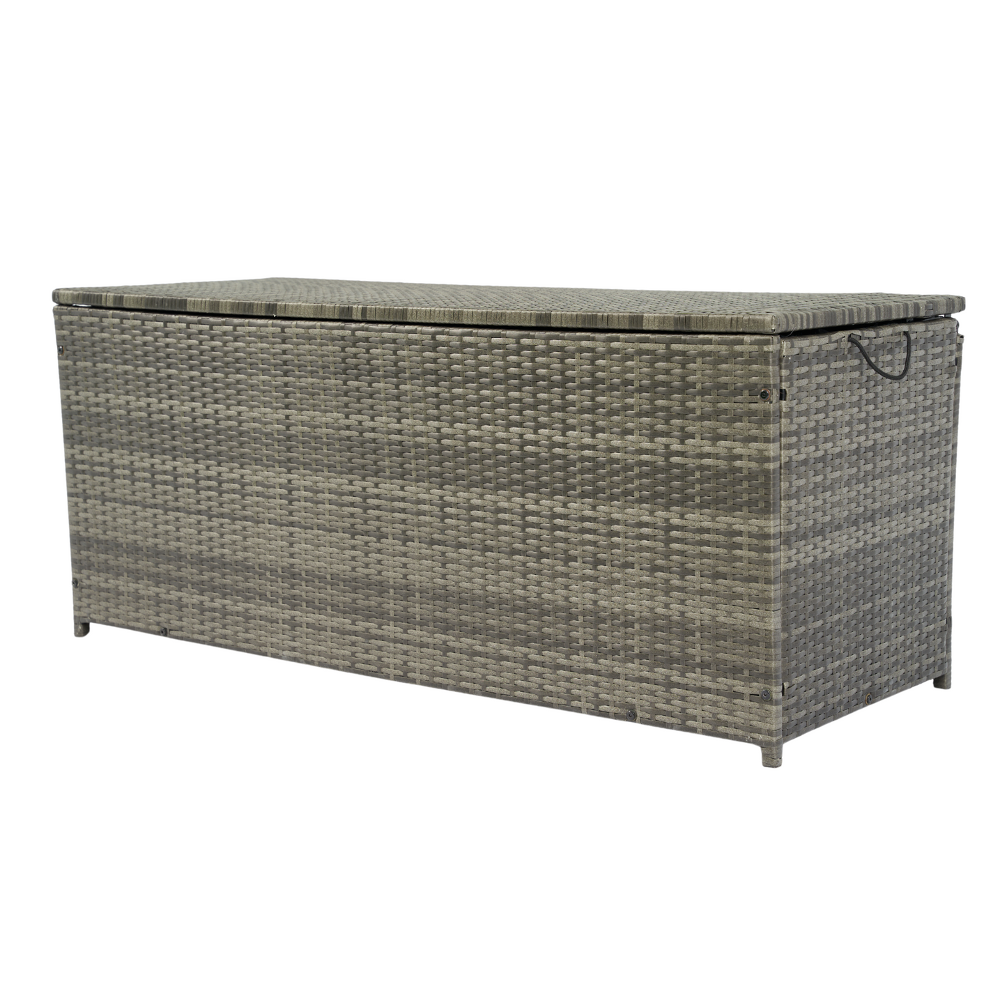 113 Gallon Rattan Deck Box Outdoor Storage Trunk Grey Wicker Patio Side Table