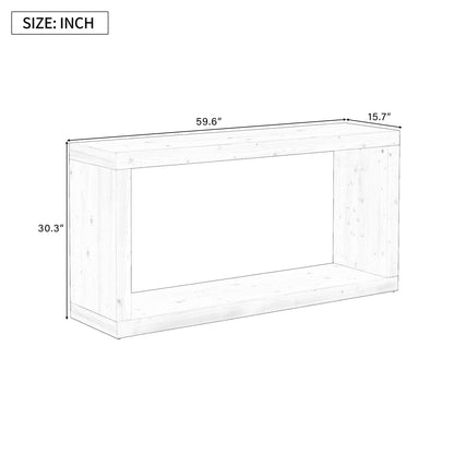 Modern Minimalist Entryway Console Table with Storage Shelf – Natural Wood Hallway Table