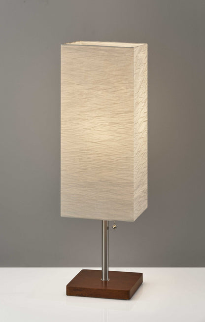 Natural Wood Table Lamp with Collapsible Crinkle Paper Shade