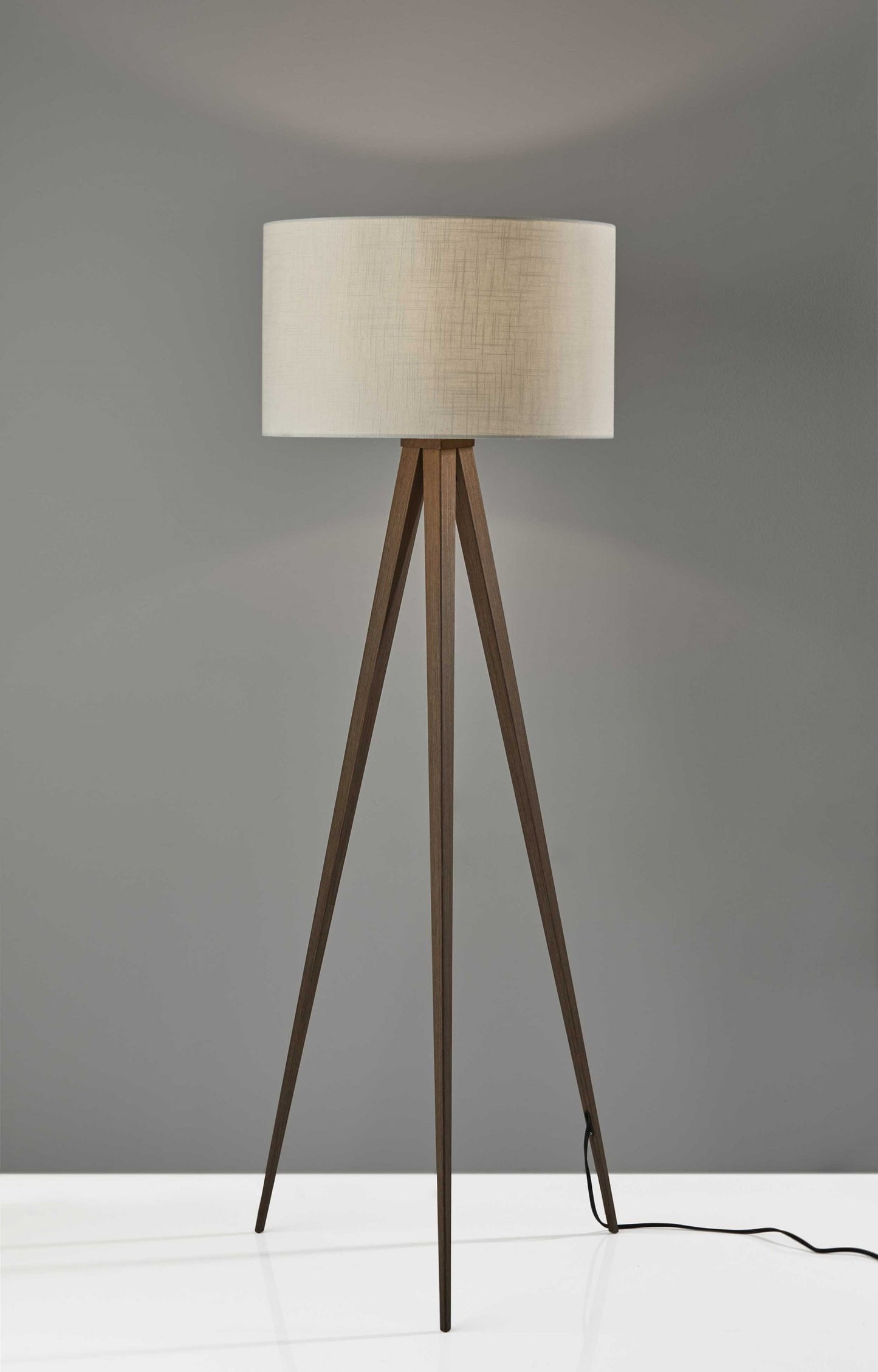 Black Metal Tripod Floor Lamp with Drum Shade