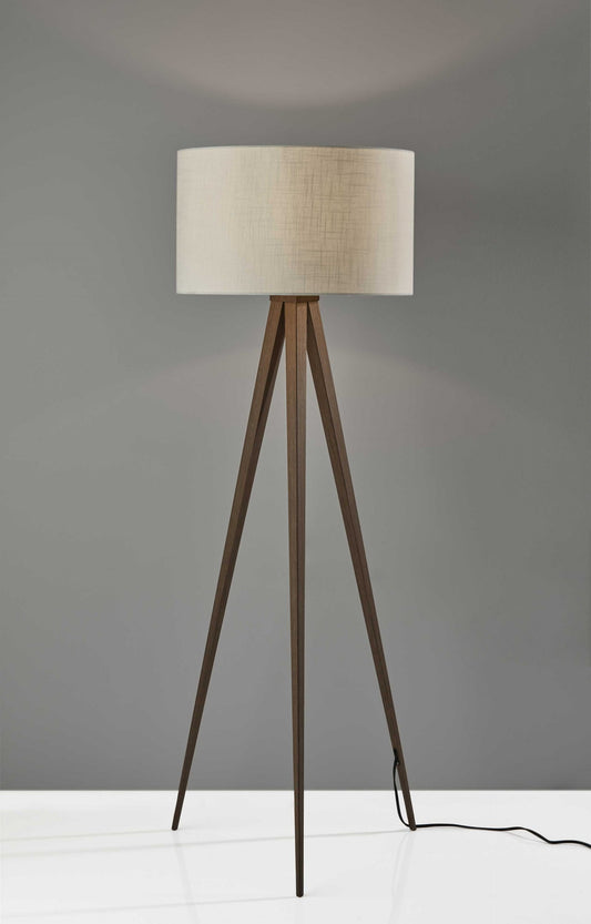 Black Metal Tripod Floor Lamp with Drum Shade