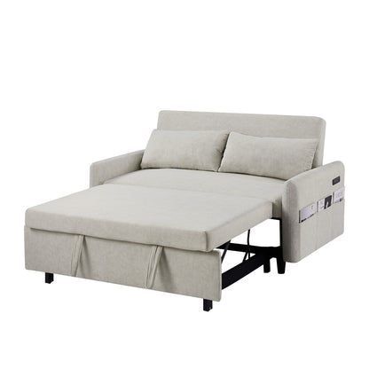 2-Seat Microfiber Sofa Bed with Pillows and Side Storage