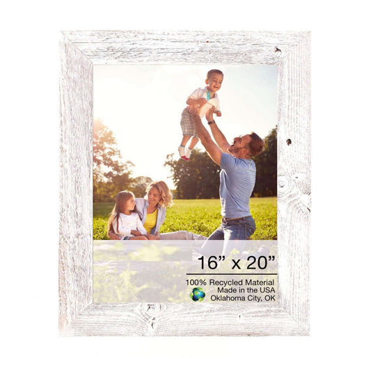 Handcrafted 16x20 Rustic Whitewashed Wood Picture Frame