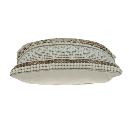 Handwoven Linen & Jute Throw Pillow – Ivory and Brown with Insert