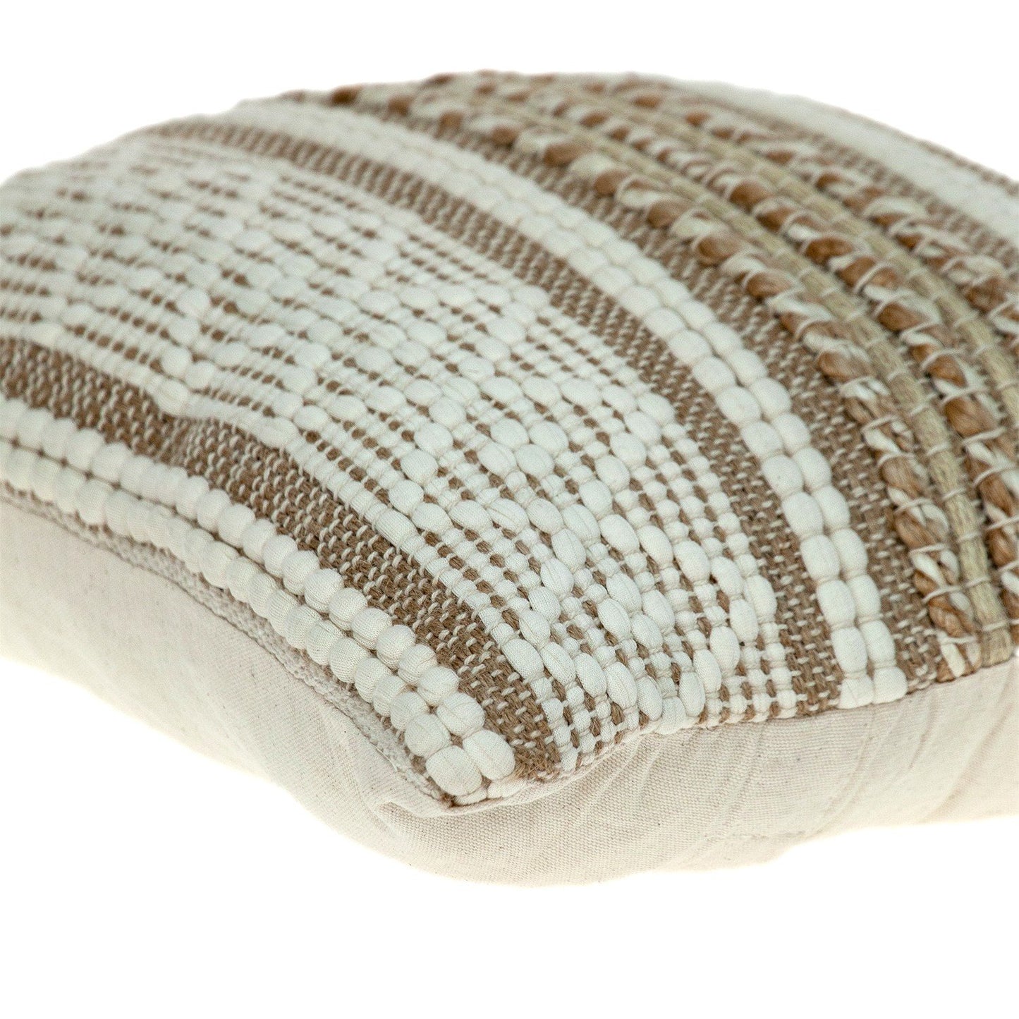 Handwoven Linen & Jute Throw Pillow – Ivory and Brown with Insert