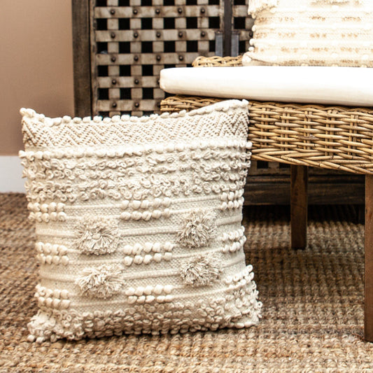 Sandstone Ivory Textured Pillow | Cozy Handwoven Cotton Blend