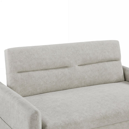 2-Seat Microfiber Sofa Bed with Pillows and Side Storage
