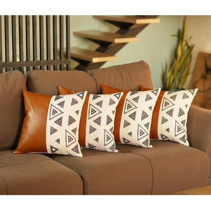 Modern & Rustic Faux Leather Throw Pillow Covers (Set of 4)