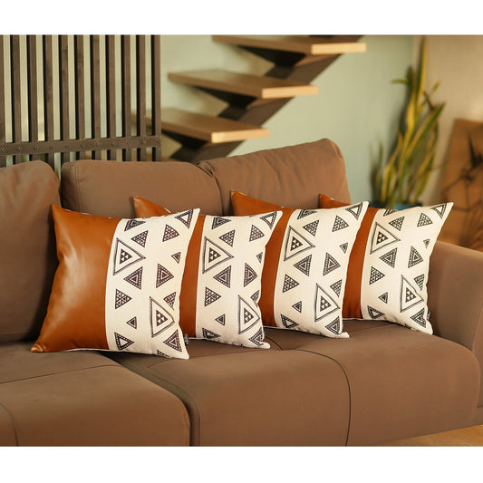 Modern & Rustic Faux Leather Throw Pillow Covers (Set of 4)