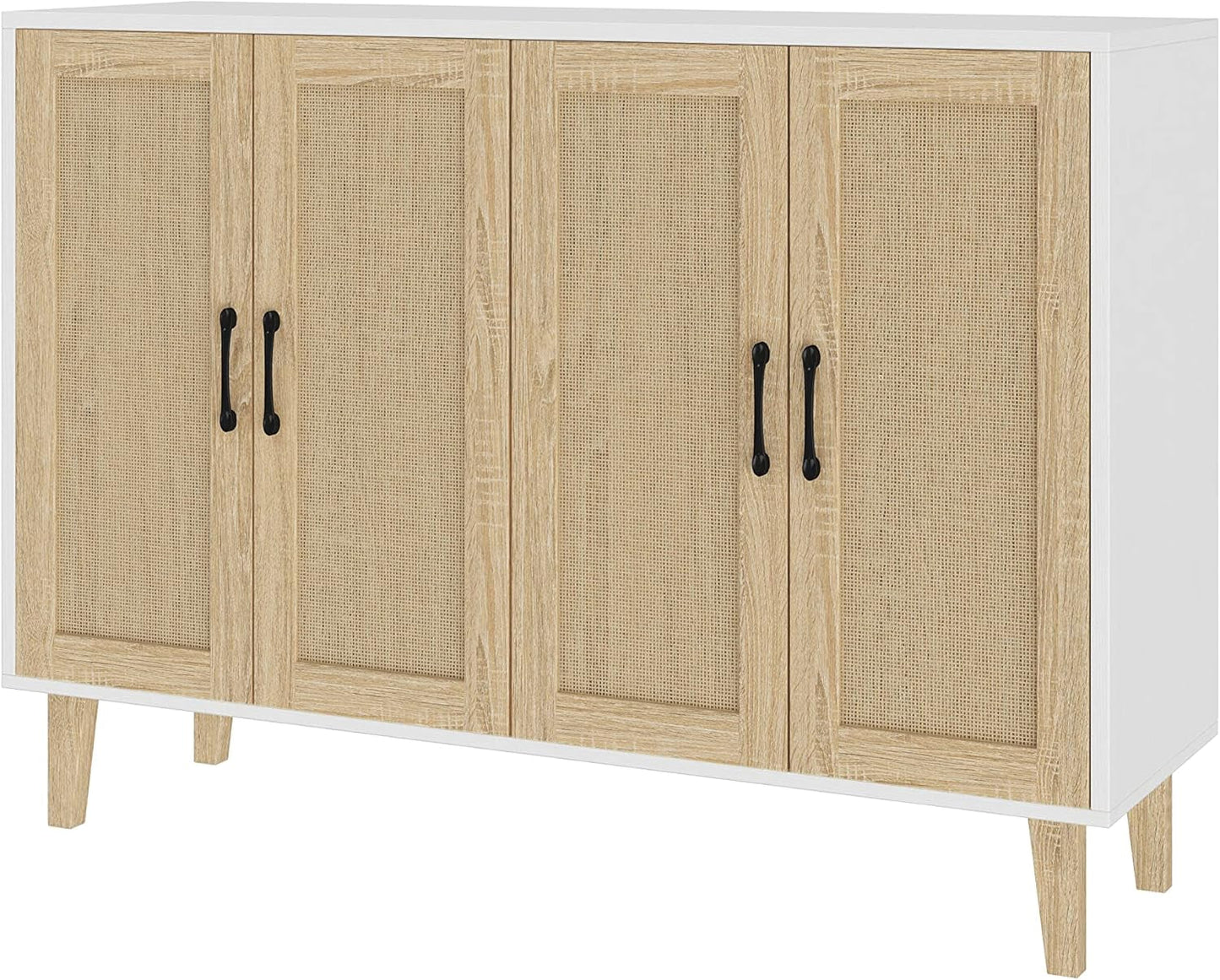 Stylish Rattan-Decorated Accent Cabinet for Living Room & Kitchen