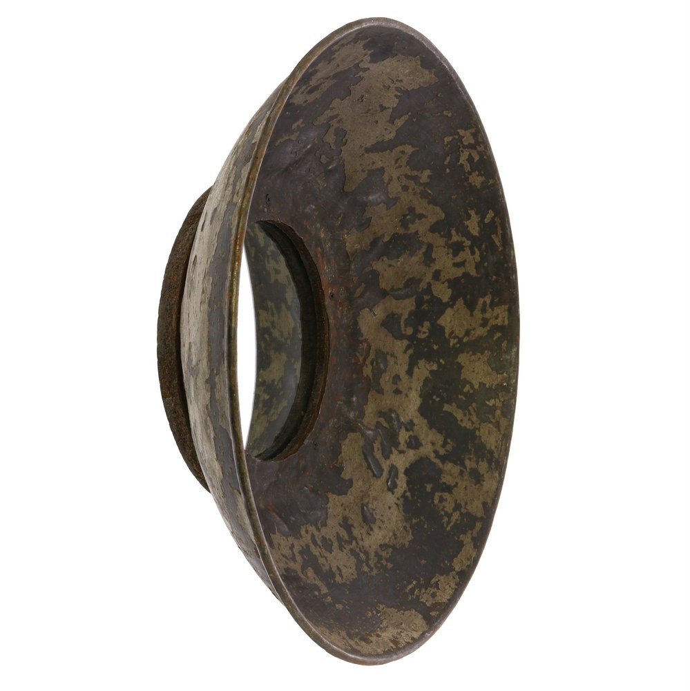 20" Dark Brown Reclaimed And Distressed Metal Round Bowl Accent Mirror