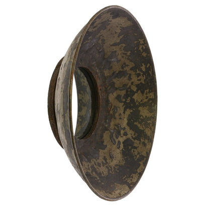 20" Dark Brown Reclaimed And Distressed Metal Round Bowl Accent Mirror