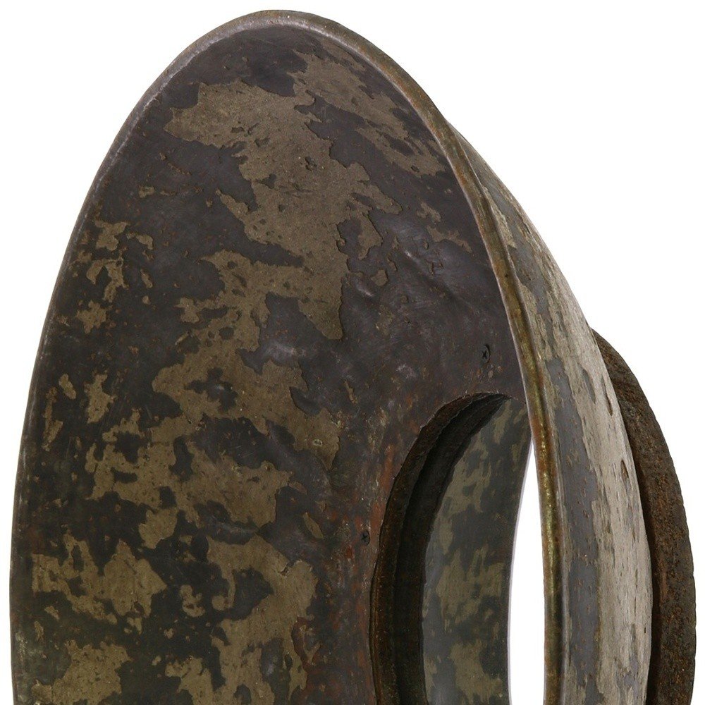 20" Dark Brown Reclaimed And Distressed Metal Round Bowl Accent Mirror