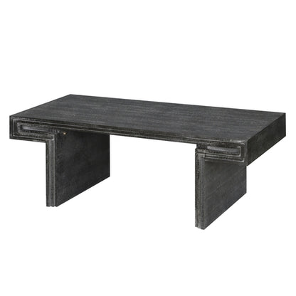 American Vintage Industrial Coffee Table, Premium Reclaimed Lacquered Black Wood Replica