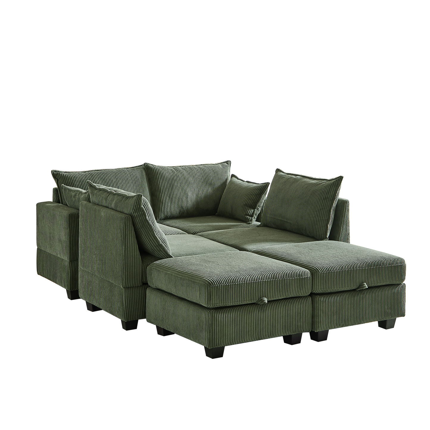 113.5'' Convertible Modular Sofa with Corduroy Fabric & Hidden Storage