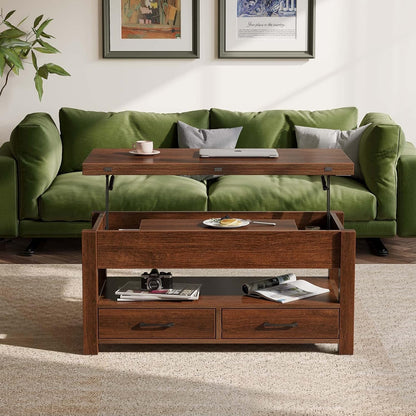 Multi-Functional Coffee Table with Rotating Top for Dining or Work