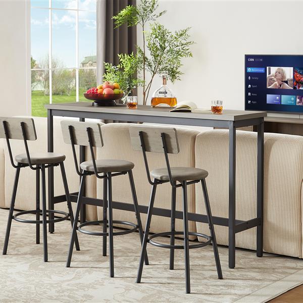 Modern Rustic Bar Height Table with Stools, Space-Saving Design