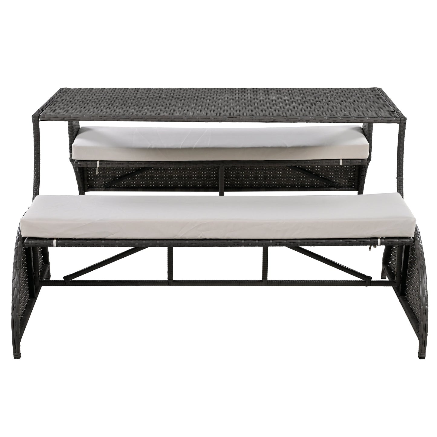 2-in-1 Convertible Outdoor Loveseat/Table Set
