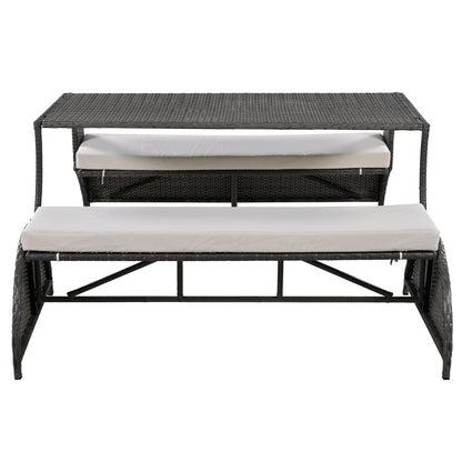 2-in-1 Convertible Outdoor Loveseat/Table Set