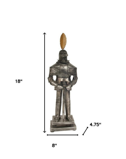 18" Gray Metal Knight Figurine