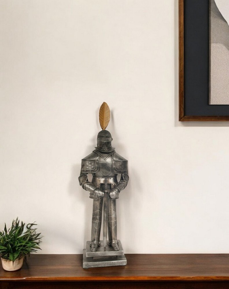 18" Gray Metal Knight Figurine