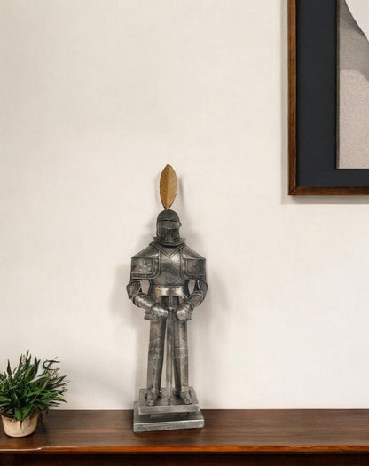 18" Gray Metal Knight Figurine