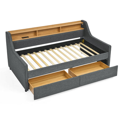 Modern Twin Bed Frame with Headboard Storage and RGB Lights Decor Moxie Home Finds