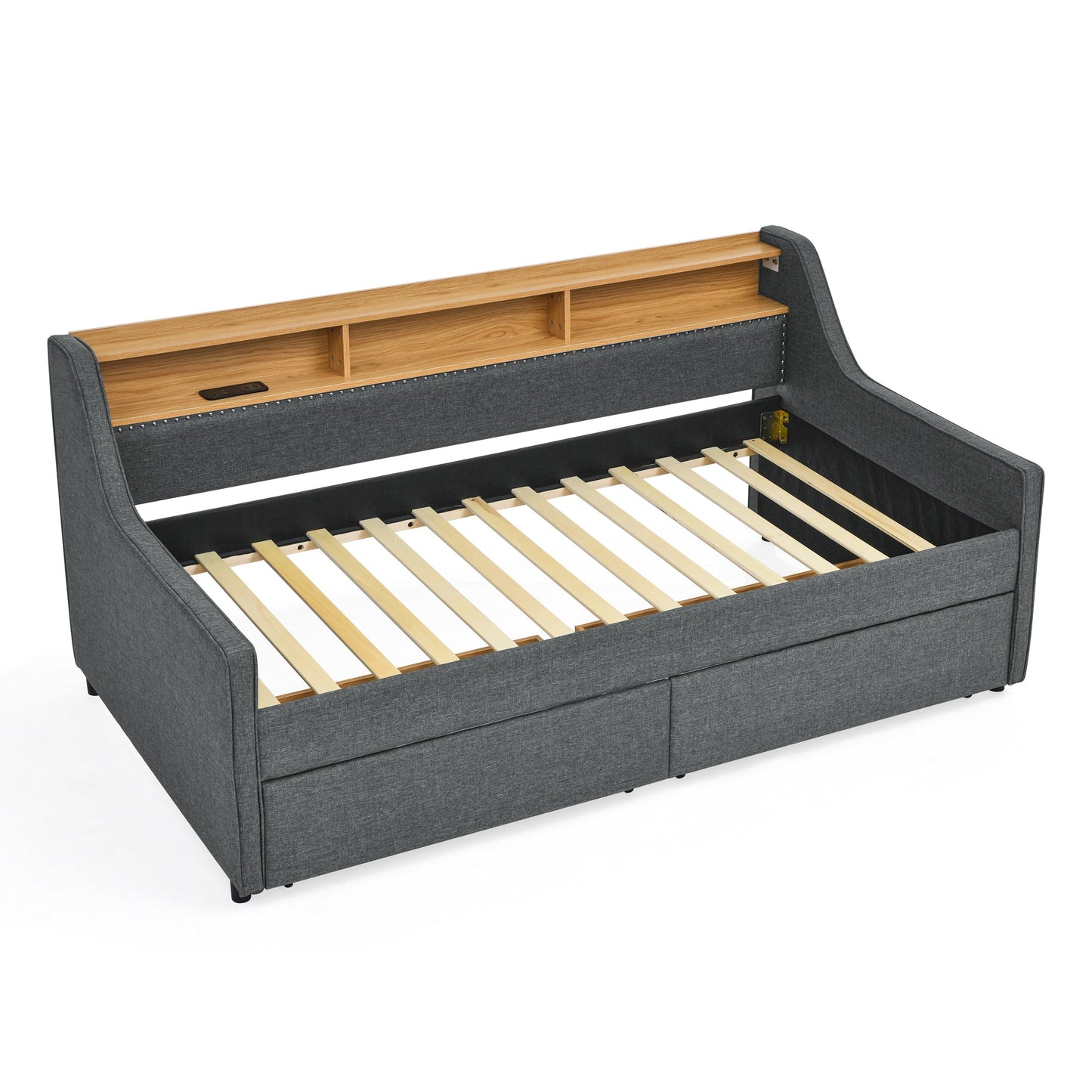 Modern Twin Bed Frame with Headboard Storage and RGB Lights Decor Moxie Home Finds