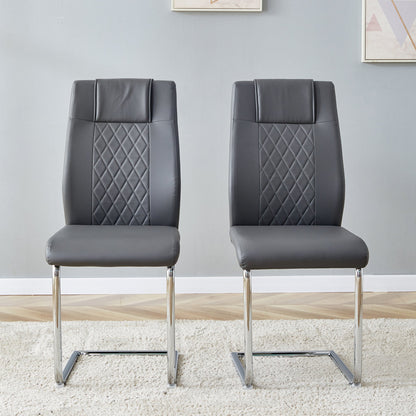 Contemporary Padded Grey Dining Chair with Plated Legs