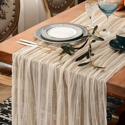 Boho Cheesecloth Table Runner | Long Gauze for Wedding & Holiday Decor