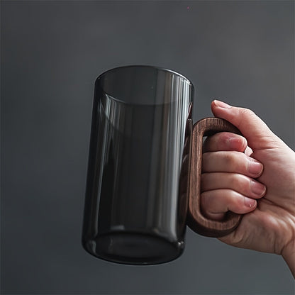 Curated Sip Glass Mug Set with Natural Walnut Handle | Sustainable & Stylish