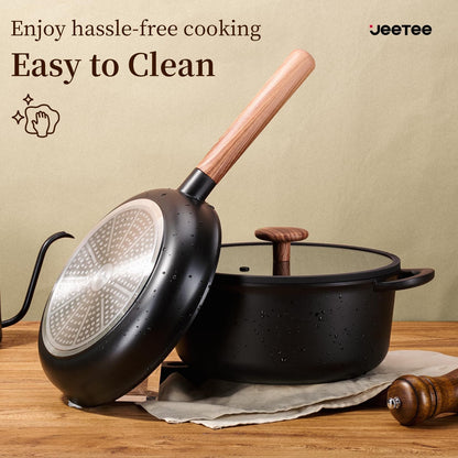 Oven-Safe, Stackable Ceramic Cookware Set for Induction Stoves
