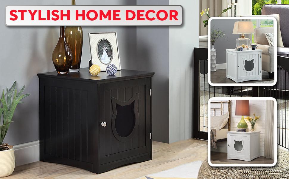 Multi-Use Cat Furniture Nightstand & Litter Enclosure
